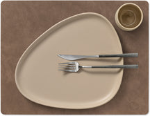 LIND DNA Placemats Nupo - Leer - Brown / Sand - dubbelzijdig - Afwasbaar - 45 x 35 cm - 2 Stuks