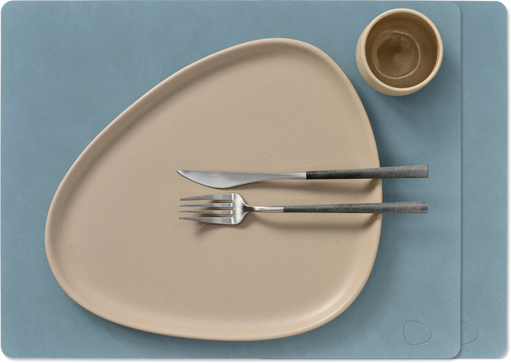 LIND DNA Placemats Nupo - Leer - Lichtblauw - Afwasbaar - 45 x 35 cm - 2 Stuks