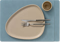 LIND DNA Placemats Nupo - Leer - Lichtblauw - Afwasbaar - 45 x 35 cm - 2 Stuks