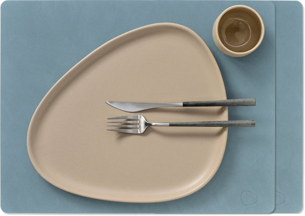 LIND DNA Placemats Nupo - Leer - Lichtblauw - Afwasbaar - 45 x 35 cm - 2 Stuks
