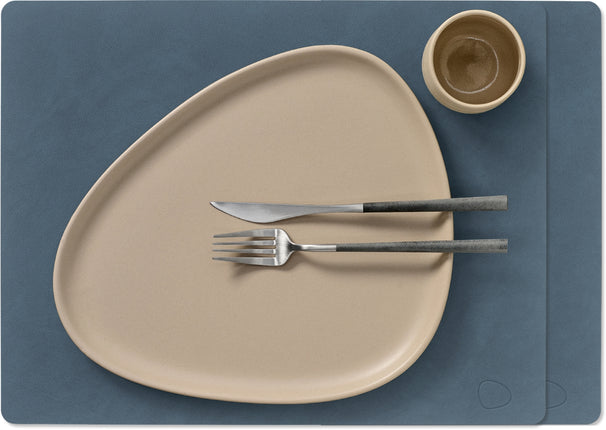 LIND DNA Placemats Nupo - Leer - Dark Blue - Afwasbaar - 45 x 35 cm - 2 Stuks