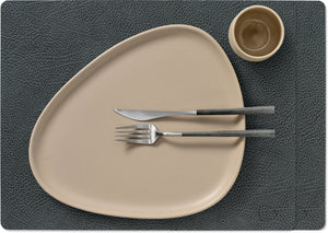 LIND DNA Placemats Hippo - Leer - Black Anthracite - Afwasbaar - 45 x 35 cm - 2 Stuks