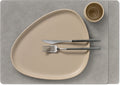 LIND DNA Placemats Hippo - Leer - Anthracite Grey - Afwasbaar - 45 x 35 cm - 2 Stuks