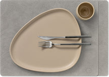 LIND DNA Placemats Hippo - Leer - Anthracite Grey - Afwasbaar - 45 x 35 cm - 2 Stuks