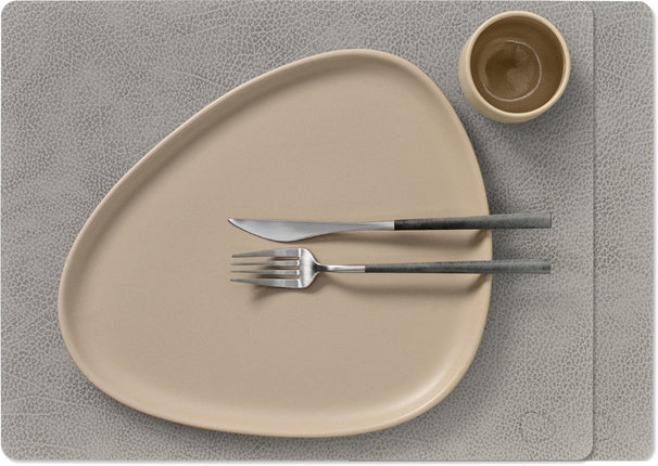 LIND DNA Placemats Hippo - Leer - Anthracite Grey - Afwasbaar - 45 x 35 cm - 2 Stuks