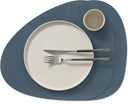 LIND DNA Placemats Nupo - Leer - Dark Blue - Curved - Afwasbaar - 44 x 37 cm - 2 Stuks