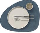 LIND DNA Placemats Nupo - Leer - Dark Blue - Curved - Afwasbaar - 44 x 37 cm - 2 Stuks
