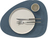 LIND DNA Placemats Nupo - Leer - Dark Blue - Curved - Afwasbaar - 44 x 37 cm - 2 Stuks