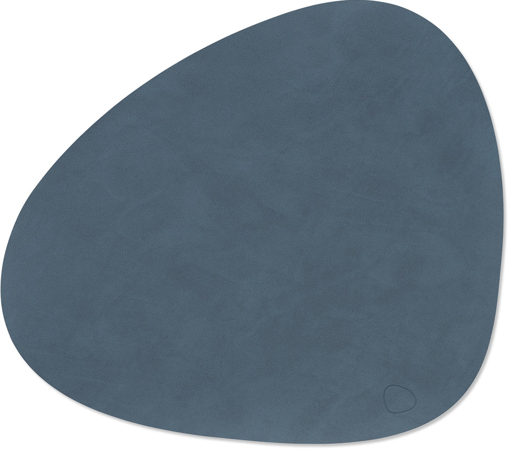 LIND DNA Placemats Nupo - Leer - Dark Blue - Curved - Afwasbaar - 44 x 37 cm - 2 Stuks