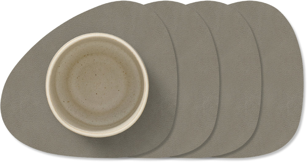 LIND DNA Onderzetters Nupo - Leer - Flint Grey - 13 x 11 cm - 4 Stuks