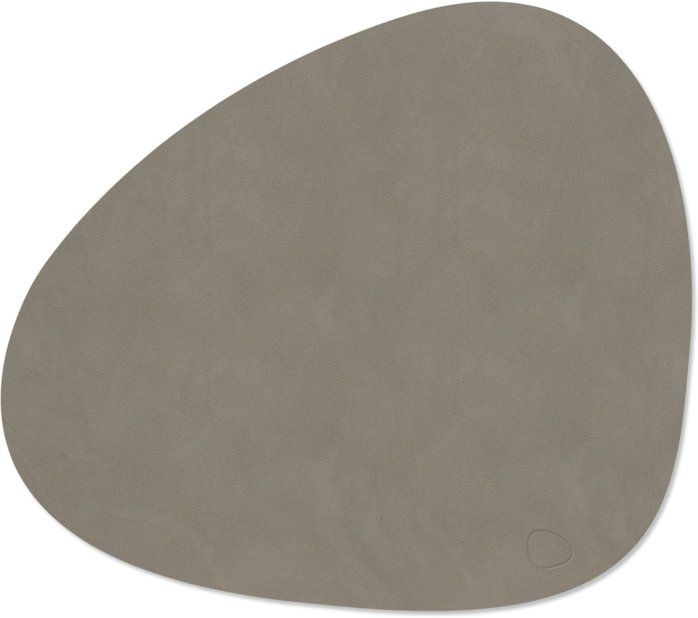 LIND DNA Placemats Nupo - Leer - Flint Grey - Curved - Afwasbaar - 44 x 37 cm - 2 Stuks