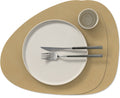 LIND DNA Placemats Nupo - Leer - Khaki - Curved - Afwasbaar - 44 x 37 cm - 2 Stuks