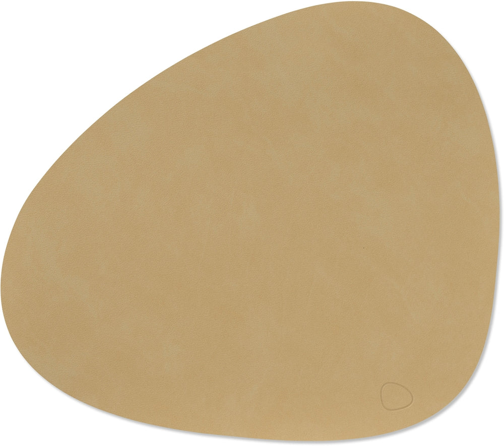LIND DNA Placemats Nupo - Leer - Khaki - Curved - Afwasbaar - 44 x 37 cm - 2 Stuks
