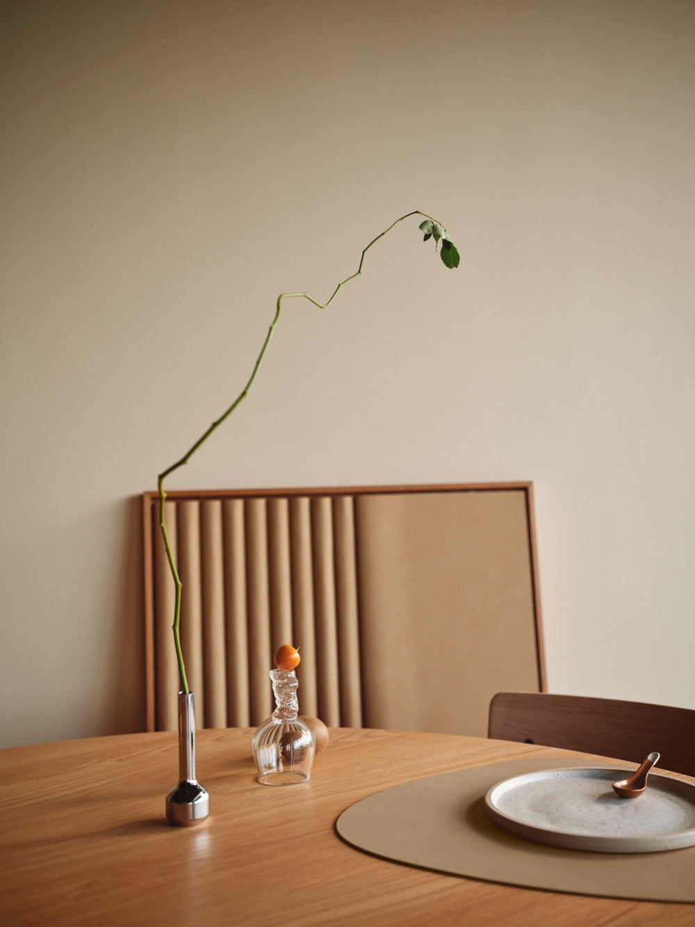 LIND DNA Placemats Nupo - Leer - Khaki - Curved - Afwasbaar - 44 x 37 cm - 2 Stuks