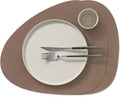 LIND DNA Placemats Nupo - Leer - Truffle - Curved - Afwasbaar - 44 x 37 cm - 2 Stuks