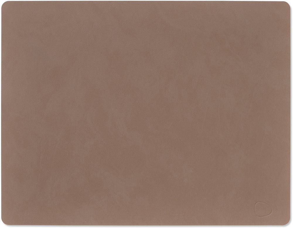 LIND DNA Placemats Nupo - Leer - Truffle - Afwasbaar - 45 x 35 cm - 2 Stuks