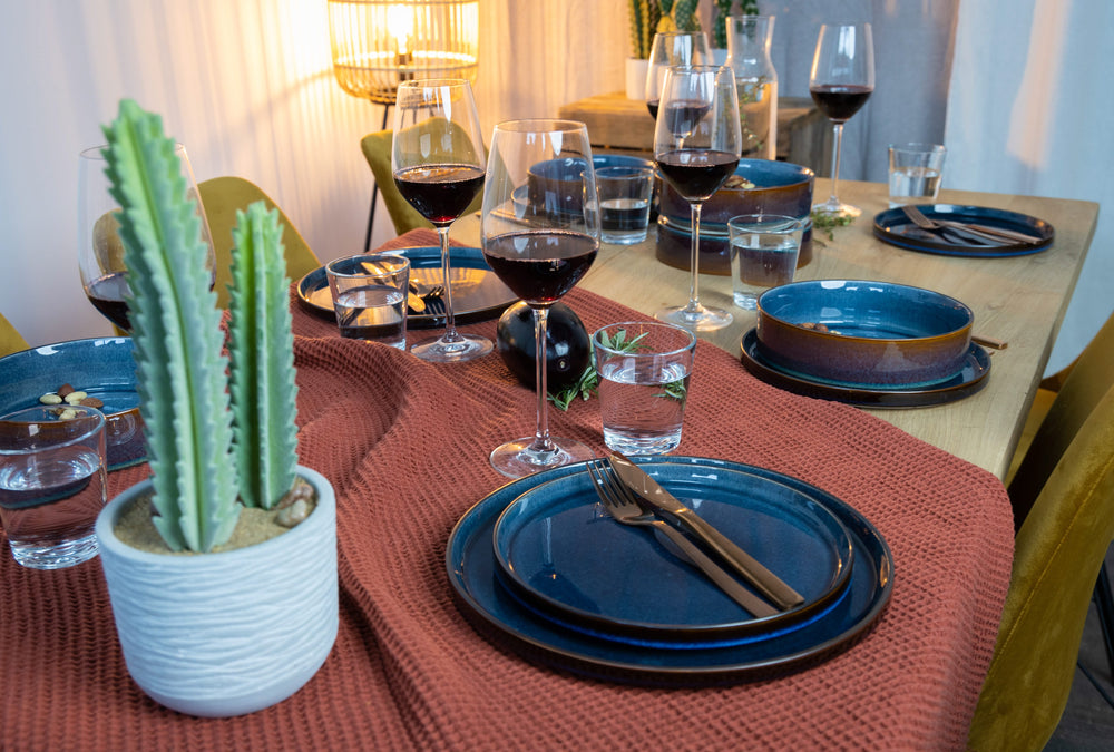 Cosy & Trendy Serviesset Quintana Blue 18-delig / 6 personen - 6 dinerborden, 6 diepe borden en 6 ontbijtborden