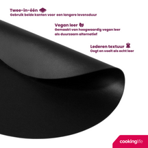 Cookinglife 6 Placemats + 6 Onderzetters - Rond - Afwasbaar - Zwart