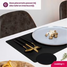 Cookinglife Placemats - Afwasbaar - Zwart - 46 x 33 cm - 6 stuks