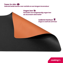 Cookinglife Placemats - Dubbelzijdig - Afwasbaar - Cognac / Zwart 46 x 33 cm - 6 Stuks
