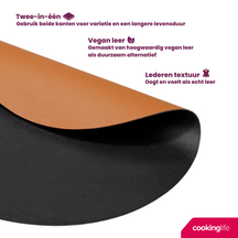 Cookinglife Placemats - Dubbelzijdig - Afwasbaar - Cognac / Zwart ø 38 cm - 6 Stuks