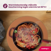 Cookinglife Placemats - Dubbelzijdig - Afwasbaar - Cognac / Zwart ø 38 cm - 6 Stuks