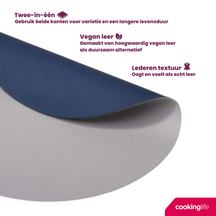 Cookinglife Placemats - Dubbelzijdig - Afwasbaar - Grijs / Blauw ø 38 cm - 6 Stuks