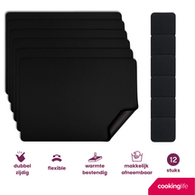 Cookinglife 6 Placemats + 6 Onderzetters - Afwasbaar - Zwart