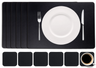Cookinglife 6 Placemats + 6 Onderzetters - Afwasbaar - Zwart