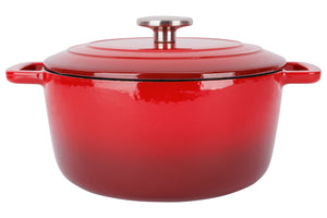 Cosy & Trendy Braadpan met deksel Fontestic Gietijzer Traditional Red ø 24 cm / 4.6 Liter - geëmailleerde anti-aanbaklaag
