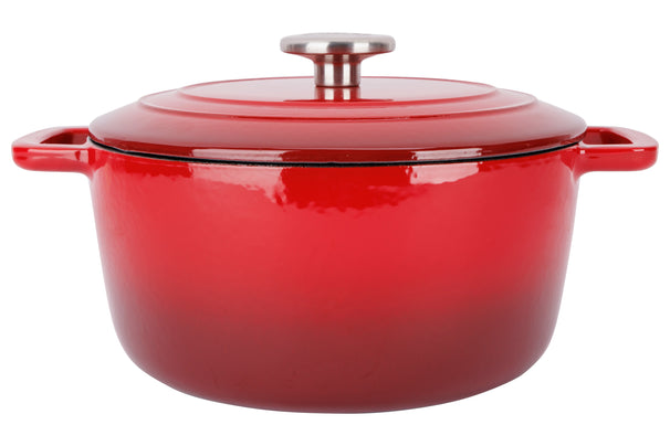 Cosy & Trendy Braadpan met deksel Fontestic Gietijzer Traditional Red ø 24 cm / 4.6 Liter - geëmailleerde anti-aanbaklaag