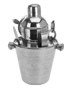 Cookinglife Barset RVS 6-Delig - Cocktailshaker, Ijsemmer, Zeef, Flesopener, Tang en Mes