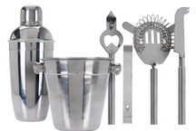 Cookinglife Barset RVS 6-Delig - Cocktailshaker, Ijsemmer, Zeef, Flesopener, Tang en Mes