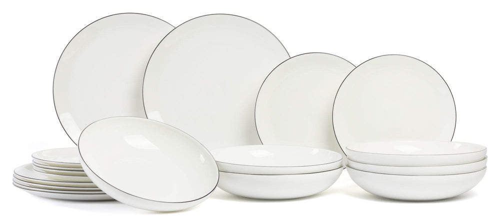 ASA Selection Serviesset A Table Ligne Noire 18-delig / 6 personen - 6 dinerborden, 6 ontbijtborden en 6 pastaborden