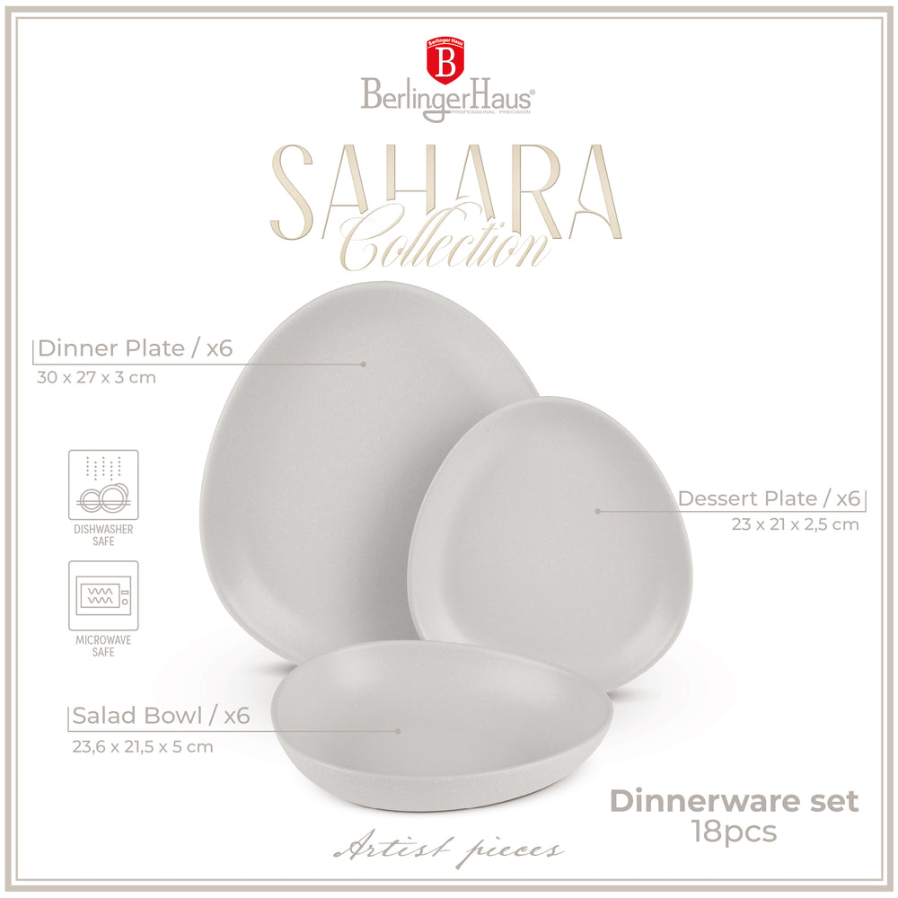 Berlinger Haus Serviesset Mat Crème Ovaal - 18-Delig / 6 Personen - 6 dinerborden, 6 ontbijtborden en 6 diepe borden