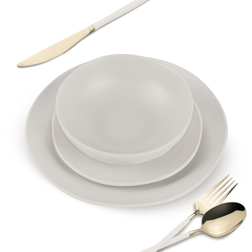 Berlinger Haus Serviesset Mat Crème Rond - 18-Delig / 6 Personen - 6 dinerborden, 6 ontbijtborden en 6 diepe borden