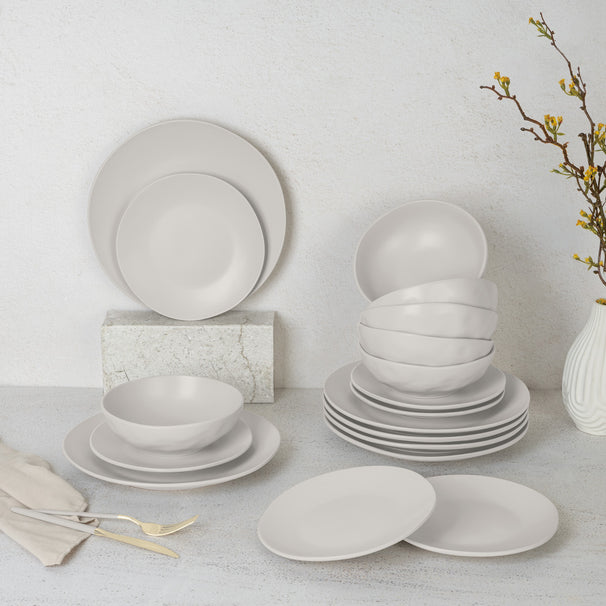 Berlinger Haus Serviesset Mat Crème Rond - 18-Delig / 6 Personen - 6 dinerborden, 6 ontbijtborden en 6 diepe borden