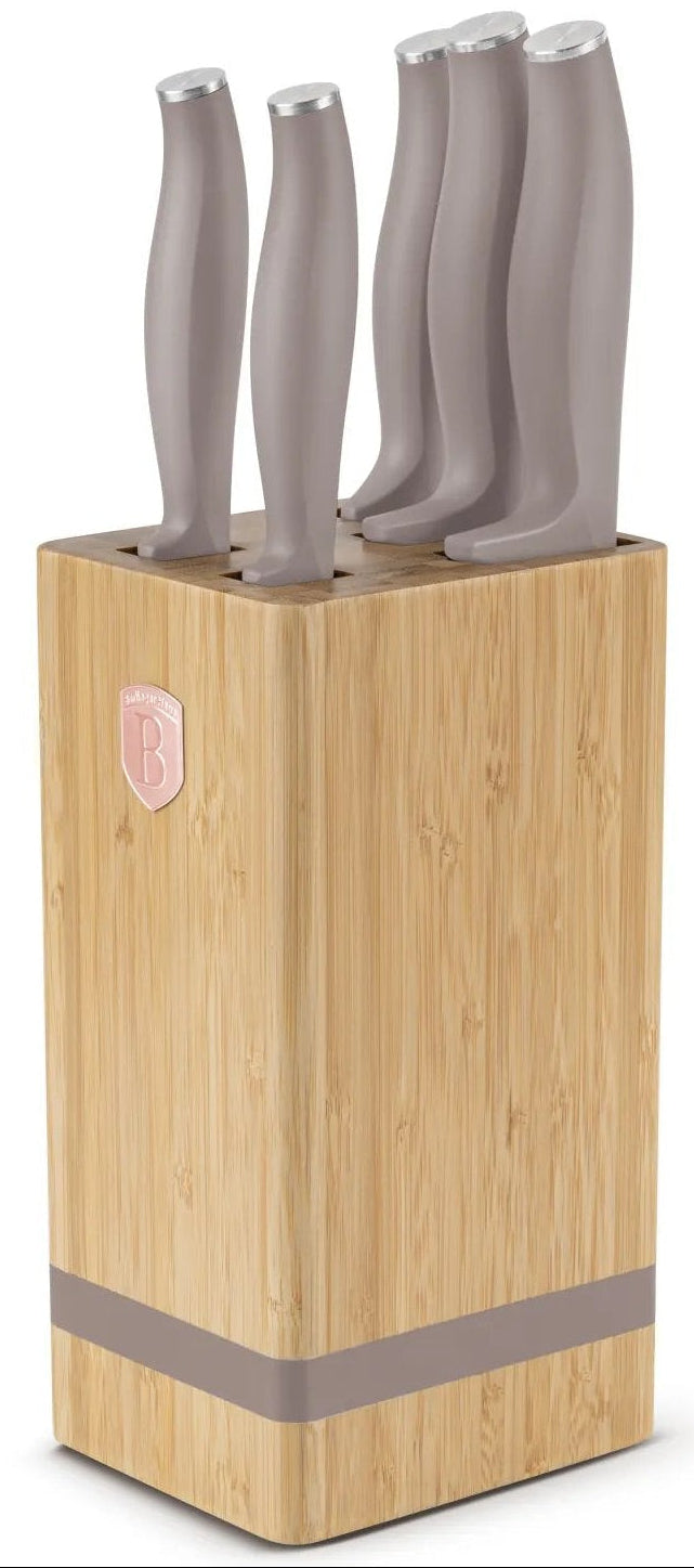 Berlinger Haus Messenblok Taupe 6-delig - Koksmes, Broodmes, Santokumes, Officemes & Schilmes