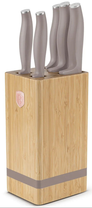 Berlinger Haus Messenblok Taupe 6-delig - Koksmes, Broodmes, Santokumes, Officemes & Schilmes