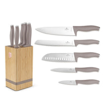 Berlinger Haus Messenblok Taupe 6-delig - Koksmes, Broodmes, Santokumes, Officemes & Schilmes