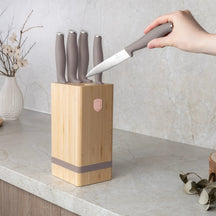 Berlinger Haus Messenblok Taupe 6-delig - Koksmes, Broodmes, Santokumes, Officemes & Schilmes
