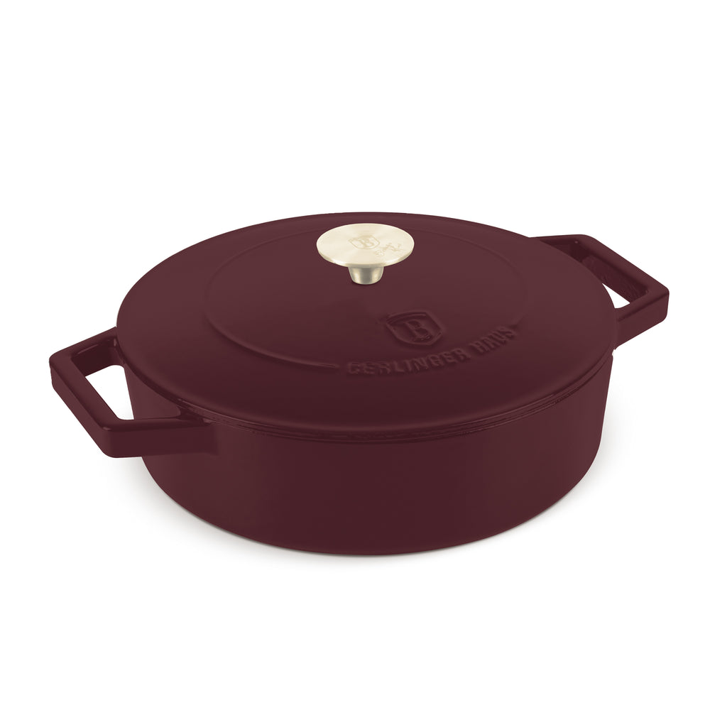 BerlingerHaus Hapjespan / Sauteerpan Mat Bordeaux - Gietijzer - ø 26 cm - geschikt voor alle warmtebronnen - geëmailleerde anti-aanbaklaag
