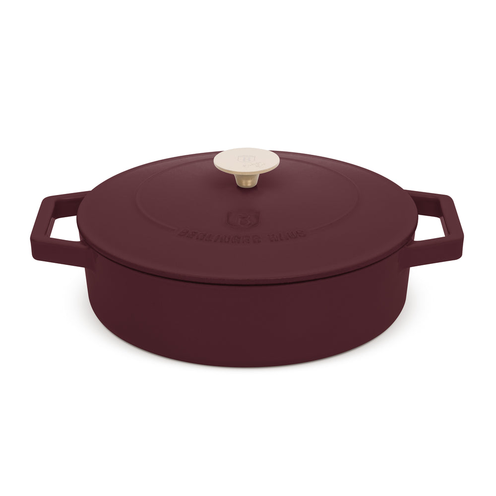 BerlingerHaus Hapjespan / Sauteerpan Mat Bordeaux - Gietijzer - ø 26 cm - geschikt voor alle warmtebronnen - geëmailleerde anti-aanbaklaag