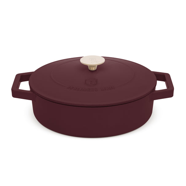 BerlingerHaus Hapjespan / Sauteerpan Mat Bordeaux - Gietijzer - ø 26 cm - geschikt voor alle warmtebronnen - geëmailleerde anti-aanbaklaag