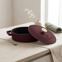 BerlingerHaus Hapjespan / Sauteerpan Mat Bordeaux - Gietijzer - ø 26 cm - geschikt voor alle warmtebronnen - geëmailleerde anti-aanbaklaag