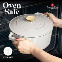 Berlinger Haus Braadpan Mat Crème - Gietijzer - ø 24 cm - geschikt voor alle warmtebronnen - geëmailleerde anti-aanbaklaag