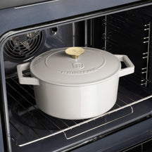 Berlinger Haus Braadpan Mat Crème - Gietijzer - ø 24 cm - geschikt voor alle warmtebronnen - geëmailleerde anti-aanbaklaag