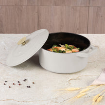 Berlinger Haus Braadpan Mat Crème - Gietijzer - ø 24 cm - geschikt voor alle warmtebronnen - geëmailleerde anti-aanbaklaag
