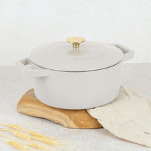 Berlinger Haus Braadpan Mat Crème - Gietijzer - ø 24 cm - geschikt voor alle warmtebronnen - geëmailleerde anti-aanbaklaag