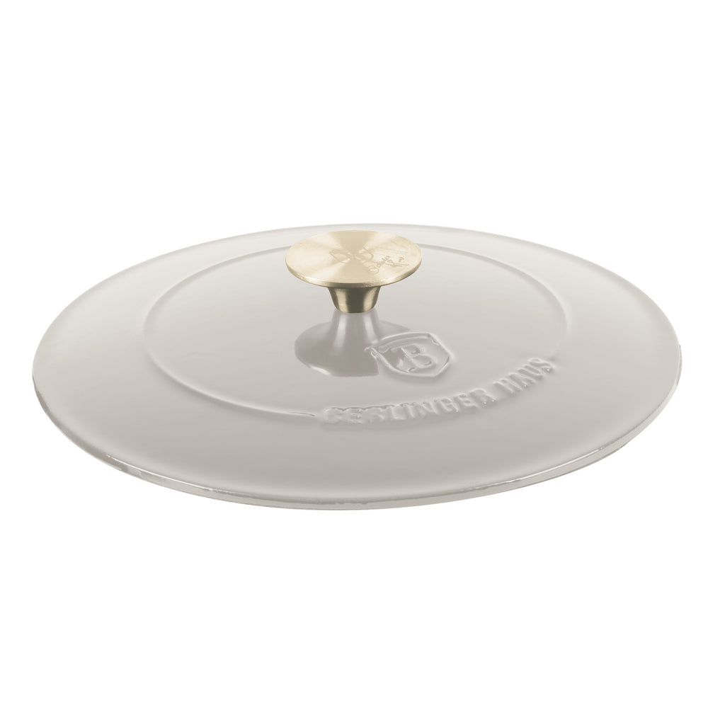 Berlinger Haus Braadpan Mat Crème - Gietijzer - ø 24 cm - geschikt voor alle warmtebronnen - geëmailleerde anti-aanbaklaag